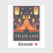 Sticker Vintage voyage Thaïlande Lantern Festival Retro (Feuille)