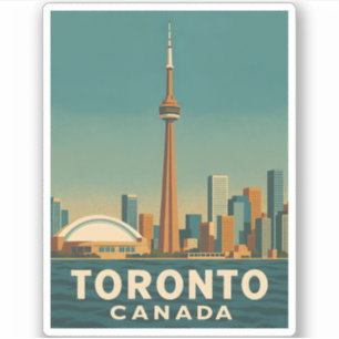 Sticker Vintage voyage Toronto Canada Skyline Retro Pittor