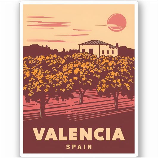 Sticker Vintage voyage Valencia Espagne Paysage rétro (Devant)