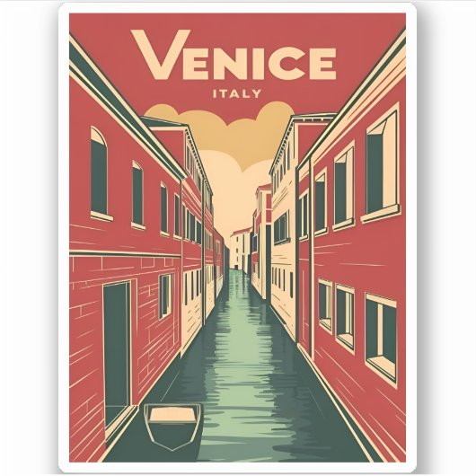 Sticker Vintage voyage Venise Italie Retro Graphisme (Devant)