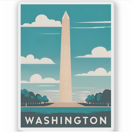 Sticker Vintage voyage Washington Monument Retro Pittoresq (Devant)