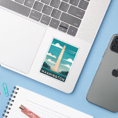 Sticker Vintage voyage Washington Monument Retro Pittoresq (Ordinateur portable avec iPhone)