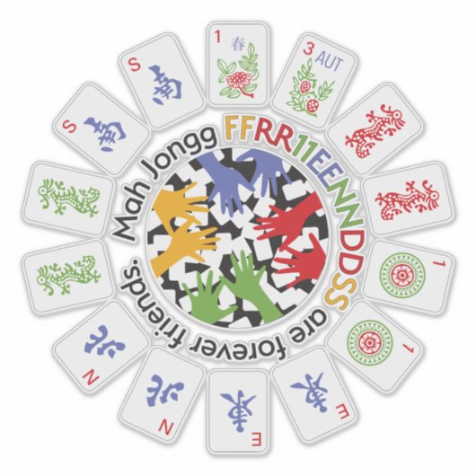 Sticker Vinyl Amis Mah Jongg (Devant)