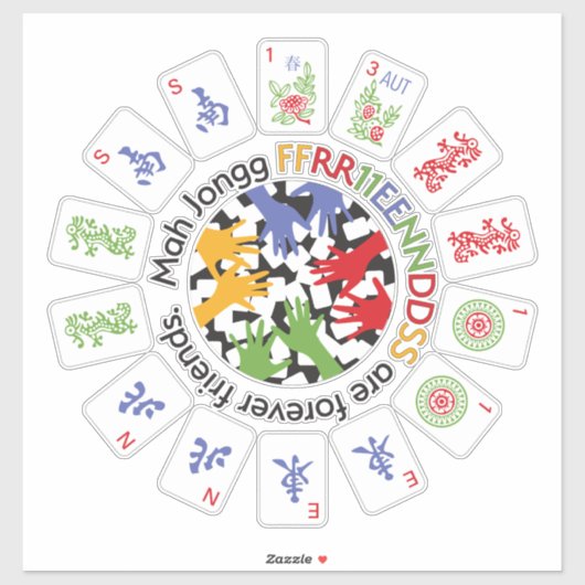 Sticker Vinyl Amis Mah Jongg (Feuille)