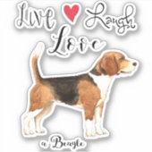 Sticker Vinyl Beagle Live Love (Devant)