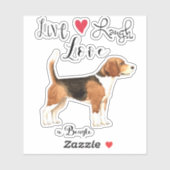 Sticker Vinyl Beagle Live Love (Feuille)