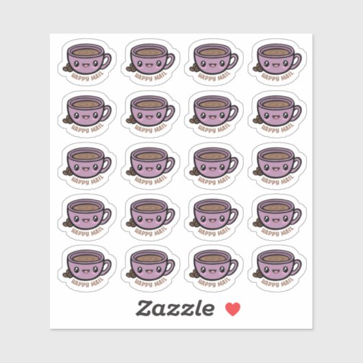 Sticker Vinyl Coupe de café Happy Mail Coupé sur m (Feuille)