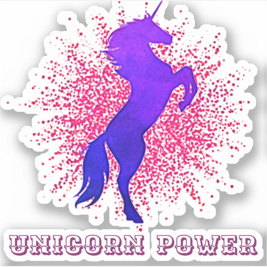 Sticker Vinyl Coupé Personnalisé Unicorn Power (Devant)