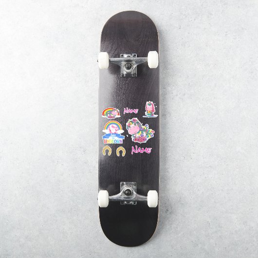 Sticker Vinyl Coupé Personnalisé Unicornes (Skateboard)