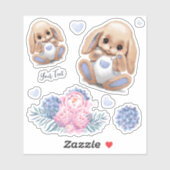 Sticker Vinyl Coupé Sur Mesure Cute Plush Bunny. (Feuille)