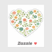 Sticker Vinyl Coupé Sur Mesure Du Coeur Floral (Feuille)
