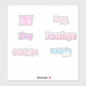 Sticker Vinyl de nom personnalisé rose modifiable (Feuille)