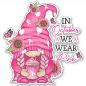 Sticker Vinyl Gnome pour cancer du sein (Devant)