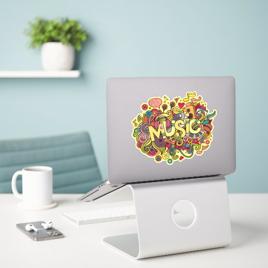 Sticker Vinyl - Graffiti artistique coloré (Ordinateur portable sur le bureau)