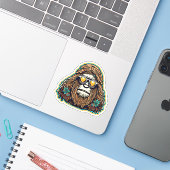 Sticker Vinyl Hippie Sasquatch (Ordinateur portable avec iPhone)