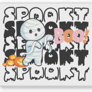 Sticker Vinyl Mummy "Éffrayant Boo" pour Halloween
