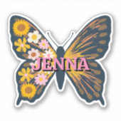 Sticker Vinyl Papillon Floral personnalisé (Devant)