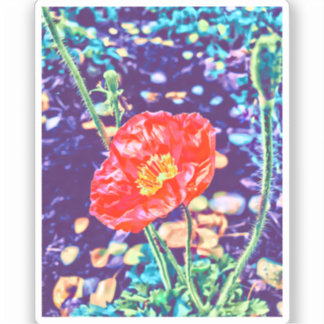 Sticker Vinyl Poppies sauvages