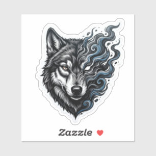 Sticker Vinyle Biker Art Loup Fumée Esprit Mystique