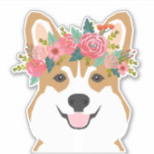 Sticker vinyle Corgi Flower Crown (Devant)