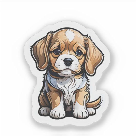 Sticker Vinyle de chiot adorable (Devant)