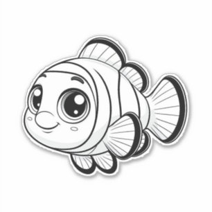 sticker vinyle de poisson mignon