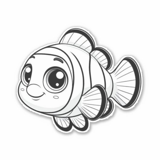 sticker vinyle de poisson mignon (Devant)