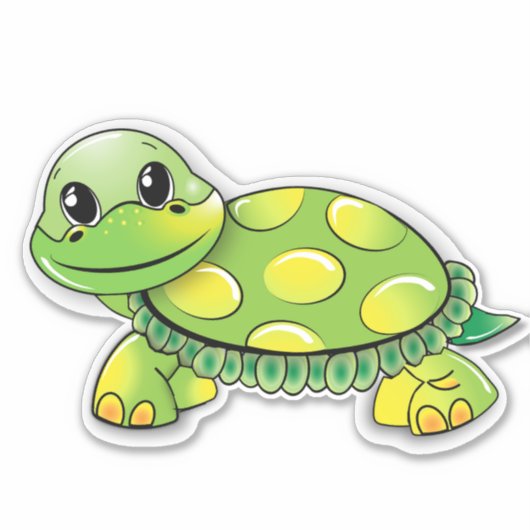 sticker vinyle de tortue coloré (Devant)