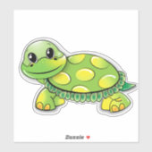 sticker vinyle de tortue coloré (Feuille)