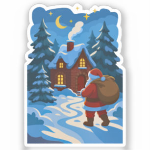 Sticker Vinyle décoratif de Noël avec le Père Noël