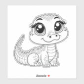 sticker vinyle dino mignon (Feuille)