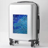 sticker vinyle dragon bleu par Renee Lavoie (Sur valise)