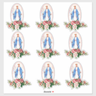 Sticker Vinyle floral béni religieux de roses de Vierge