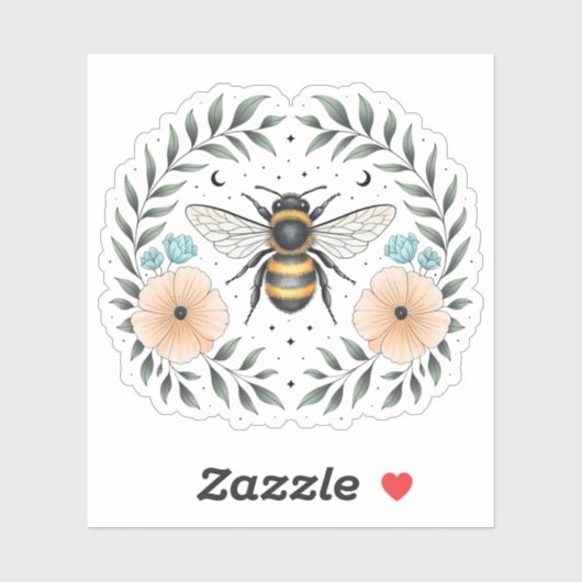 Sticker Vinyle floral d'abeille céleste (Feuille)