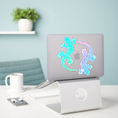 Sticker Vinyle Gecko Pair Aqua Violet Vert Bleu sur mesure (Ordinateur portable sur le bureau)