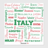 sticker vinyle Italie Cities - couleurs drapeau it (Feuille)