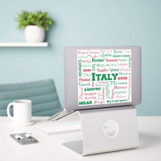 sticker vinyle Italie Cities - couleurs drapeau it (Ordinateur portable sur le bureau)