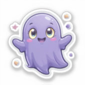 Sticker vinyle Kawaii Purple Ghost Cute Éffrayante (Recto)
