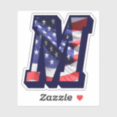 Sticker Vinyle Monogramme M Drapeau Américain Patriotique (Feuille)