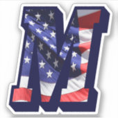 Sticker Vinyle Monogramme M Drapeau Américain Patriotique (Devant)