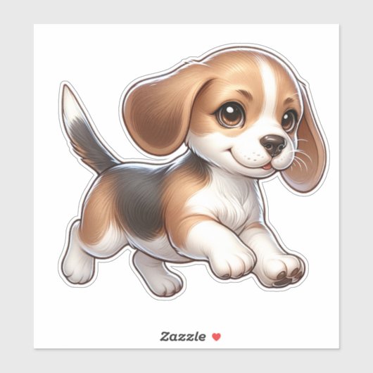 sticker vinyle pour chiot mignon (Feuille)