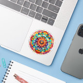 sticker vinyle Rainbow Mandala (Ordinateur portable avec iPhone)