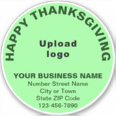 Sticker Vinyle Rond Vert Clair de Thanksgiving d'Affaires (Devant)