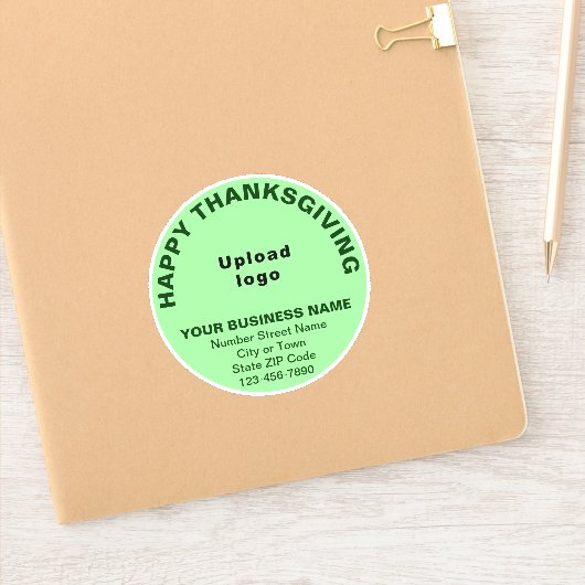 Sticker Vinyle Rond Vert Clair de Thanksgiving d'Affaires (Carnet)