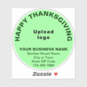 Sticker Vinyle Rond Vert Clair de Thanksgiving d'Affaires (Feuille)