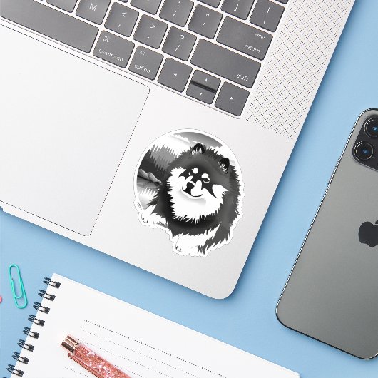 sticker vinyle SUOMI (Ordinateur portable avec iPhone)