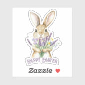 Sticker Violet classique Joyeux lapin de Pâques (Feuille)