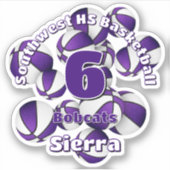 Sticker violet de l'équipe couleurs basketball enfants spo (Devant)