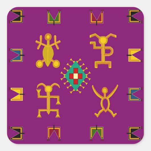 Sticker violet folkart egyptienne style prune nati (Devant)