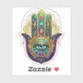 Sticker Violet Green Gold Petals Hamsa Turquoise Third Eye (Feuille)